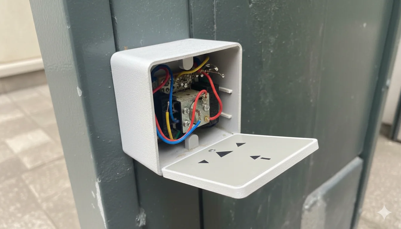 Boîtier à clé de rideau métallique avant remplacement par HBHS à Paris 15