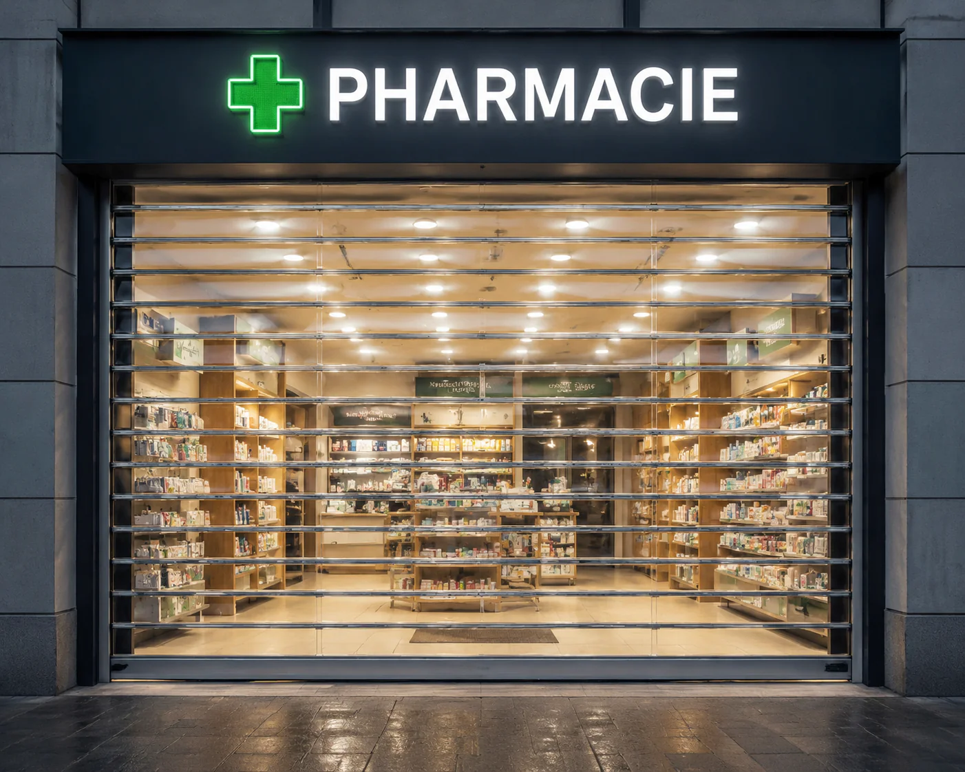 rideau transparent de commerce